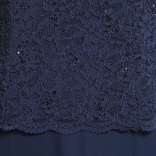 Alex Evenings Women's 3 4 Sleeve Stretch Lace Bodice Mock One Piece Gown